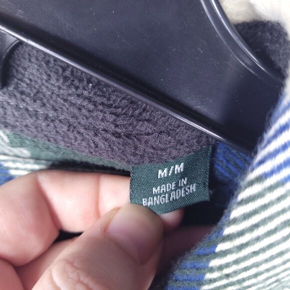 Orvis Flannel Shirt Mens Medium Plaid Green, Blue, White Heavyweight - Picture 11 of 13